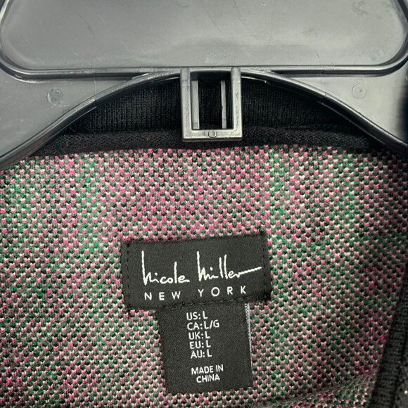 Nicole Miller Sweater Pink Black Plaid Mock Neck Stretch NWT - Picture 2 of 9